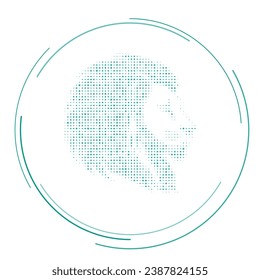 The lion head symbol filled with teal dots. Pointillism style. Vector illustration on white background