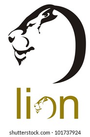 Lion head symbol. Lion head in the form of a letter O