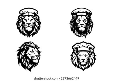 vector del logotipo negro del tatuaje de la cabeza del león