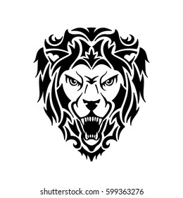 Lion head. Tattoo design. Vector illustration