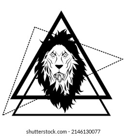 lion head tattoo geometric figures in vector format