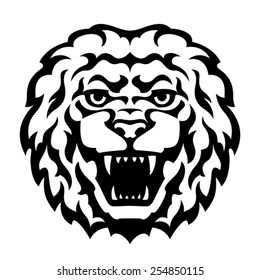 Lion Head Tattoo. Stylized vector illustration.