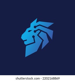 Lion Head Tech Logo Design Ideas