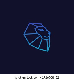 Lion Head Technology Logo Design Vector Graphic