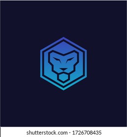 Lion Head Technology Logo Design Vector Graphic