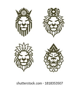 lion head template logo with crown