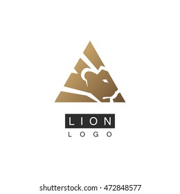 Lion head triangle logo template.