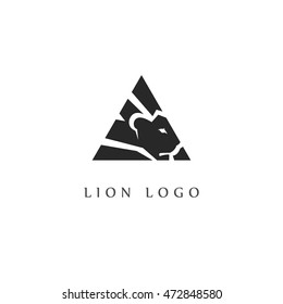 Lion head triangle logo template.