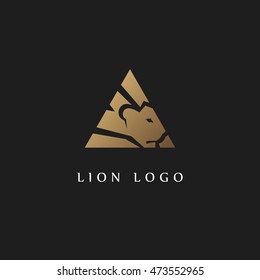Lion head triangle logo template.