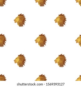 Lion head triangle shape seamless pattern backgrounds. Wrapping paper template. Polygonal design illustration.