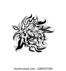 lion head tribal art isolated on white background. illustration vector
