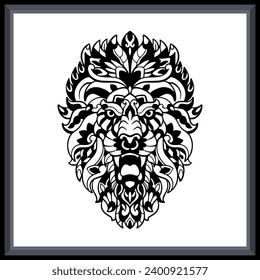Lion head tribal tattoo mandala arts.