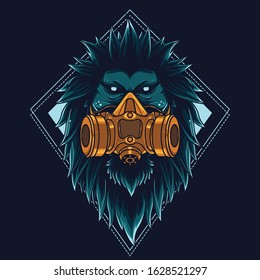 Lion head use mask air illustration.