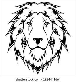 lion head vector, black and white