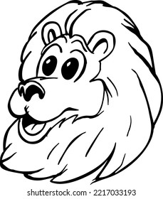 Lion Head Vector Cartoon Illustration