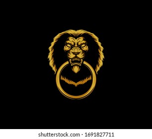 Vector de cabeza de león, emblema del león de la puerta golpea