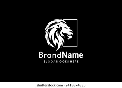 Lion head vector emblem logo design with beautiful creative abstract mane