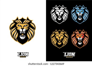 Lion head vector, lion esport logo , set of angry lion head vector