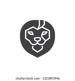 Lion head vector icon. filled flat sign for mobile concept and web design. Lion animal glyph icon. Wild cat symbol, logo illustration. Pixel perfect vector graphics