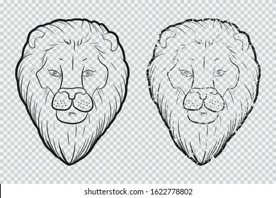 Lion head vector icon isolated on a transparent background.