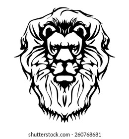 Lion head. Vector illustration B & W.