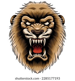 lion head vector illustration in detailed style