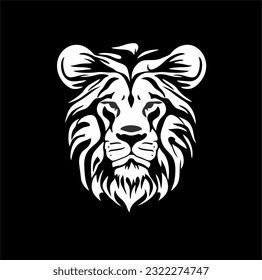 lion head vector illustration image. linear style