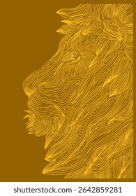 Lion head. Vector illustration. Suitable for banner, postcard or poster.