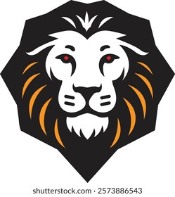 Lion head vector illustration with symmetrical design, Premium luxury brand identity icon set. Vector illustration.