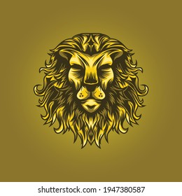 Lion Head Vector Illustration for Tshirt and Mascot Logo