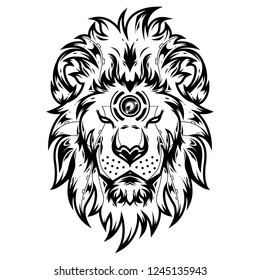 Lion Head Vector Illustration in White Background