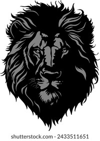 Lion head vector image. Black and white lion.	
