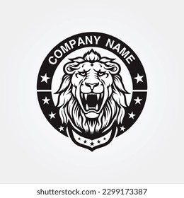Lion head vector logo design template. Vintage style lion head vector logo.