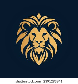 lion head vector logo design isolated on black background