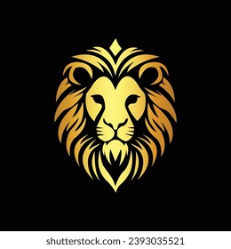 lion head vector logo design isolated on black background