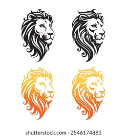 Iconos de Clipart de diseño de logotipo de cabeza de león de Vector de cabeza de león