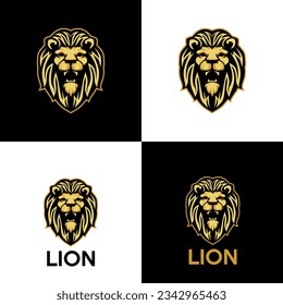 VECTOR DE CABEZA DE LEÓN, LOGO DE CABEZA DE LEÓN, ORO DE CABEZA DE LEÓN