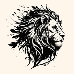 Lion Head Vector For Logo Or Icon, Drawing Elegant Minimalist Style Illustration