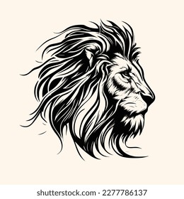 Lion head vector for logo or icon, drawing Elegant minimalist style Illustration