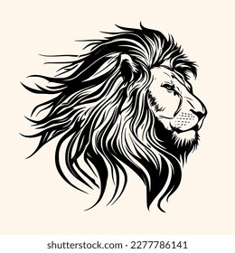 Lion head vector for logo or icon, drawing Elegant minimalist style Illustration