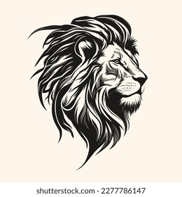 Lion head vector for logo or icon, drawing Elegant minimalist style Illustration