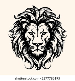 Lion head vector for logo or icon, drawing Elegant minimalist style Illustration