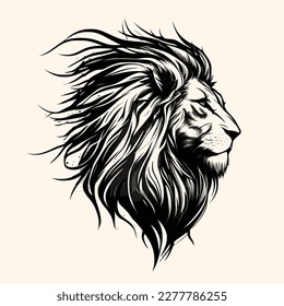 Lion head vector for logo or icon, drawing Elegant minimalist style Illustration