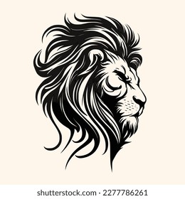 Lion head vector for logo or icon, drawing Elegant minimalist style Illustration