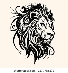 Lion head vector for logo or icon, drawing Elegant minimalist style Illustration