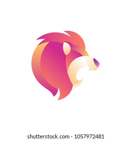 Lion head - vector logo template. Pride graphic sign. Strong concept symbol. Power creative illustration. Geometric animal icon design. Minimalistic pictogram. Vector drawing.