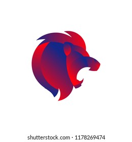 Lion head - vector logo template. Pride graphic sign. Strong concept symbol. Power creative illustration. Geometric animal icon design. Minimalistic pictogram. Vector drawing.