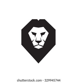 Lion head - vector logo template concept illustration. Wild cat graphic sign. Design element.