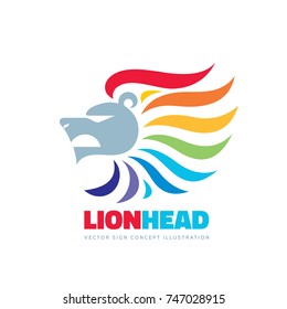 Lion head - vector logo template concept illustration. Abstract positive colorful creative sign. Graphic design element. 