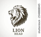 Lion head. Vector logo of a wild animal with growling mouth. Clear editable lines. The lion